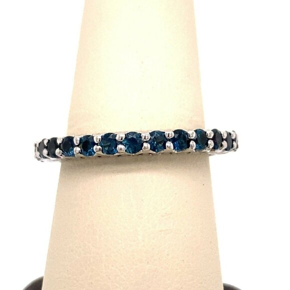 Sterling Silver & London Topaz Size 9 Eternity Band Ring! 42 - Picture 1 of 6